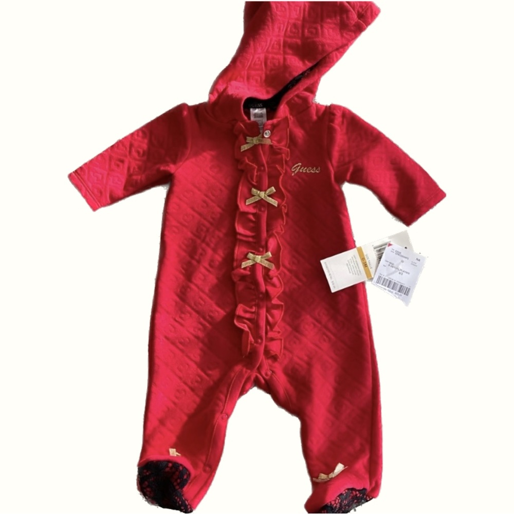 Guess Baby | valentines 🫶 Bodysuit Footies Onesie Pajamas | Lace & Bow Details
